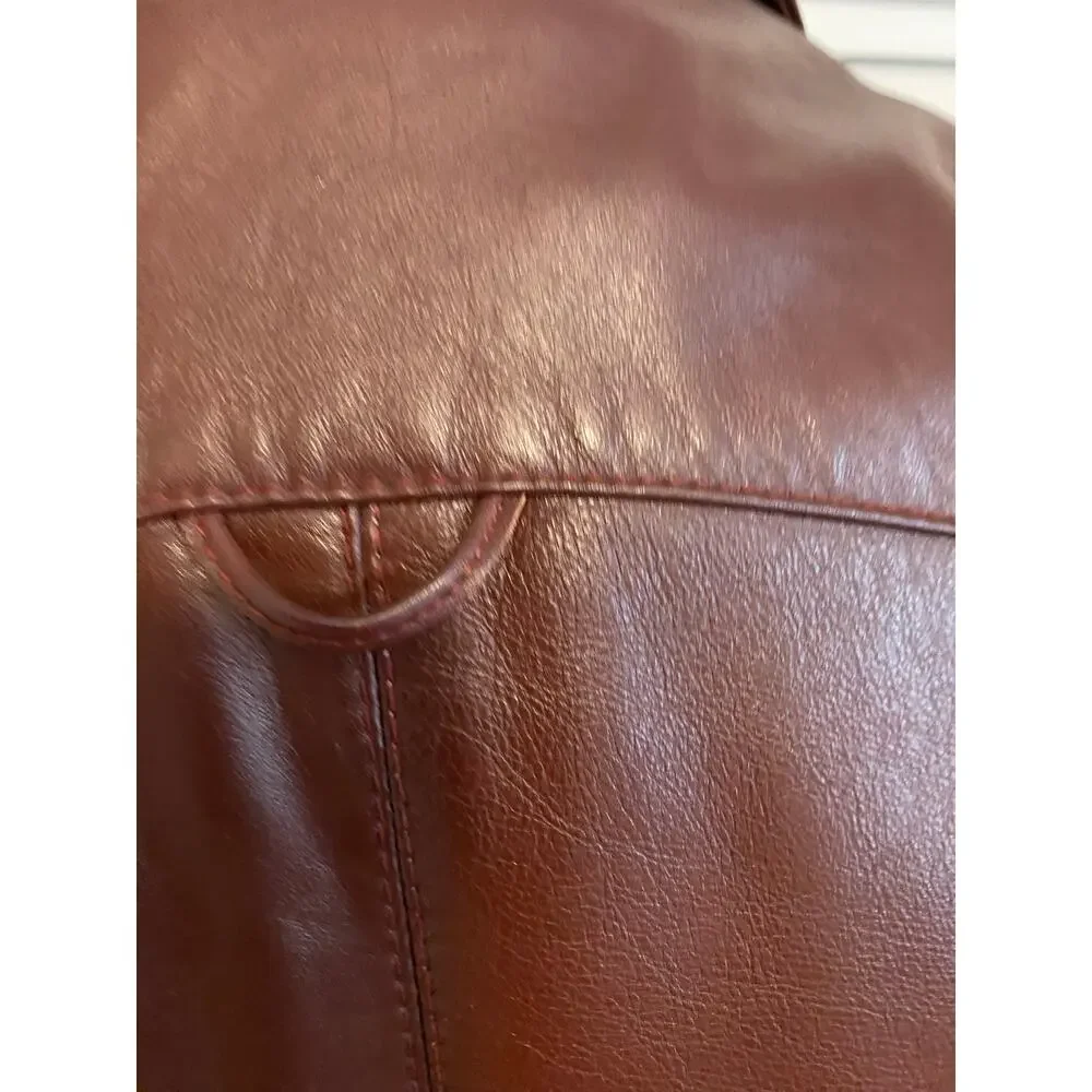 Vintage Etienne‎ Aigner Women’s Oxblood Red Leather Blazer Jacket 1970s Burgundy